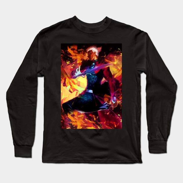 Neon Archer Emiya Long Sleeve T-Shirt by hustlart